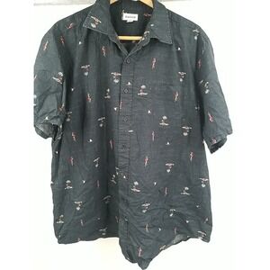 Mens Haggar Blue Print Beach‎ Short Sleeve Shirt Button Up 2XLT
